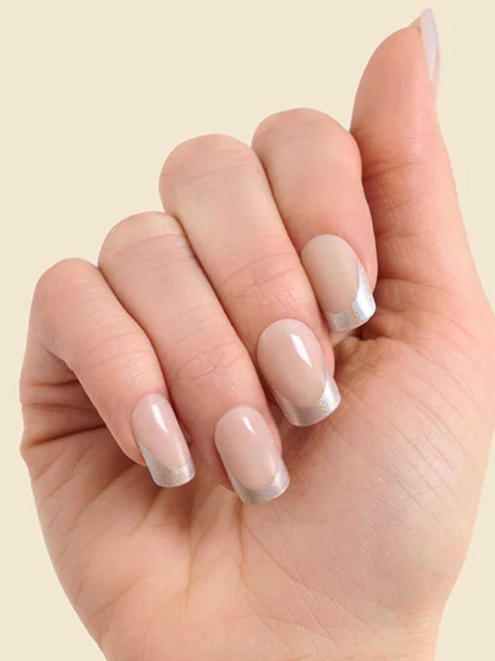 Kleo Kolor Haute Tension Press-On Gel Nails Long Square Holographic French NIB
